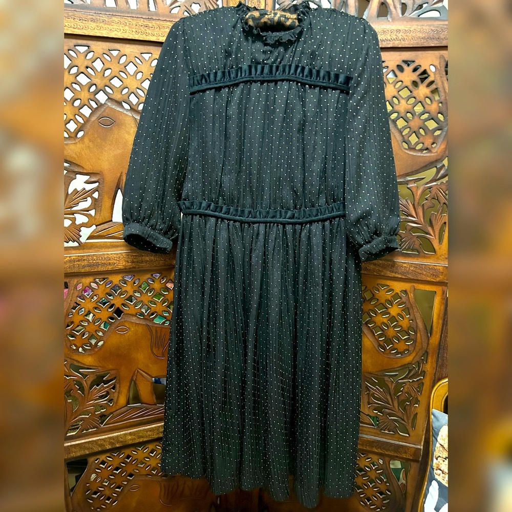 Plissé Embellished Midi Dress